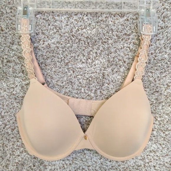Natori Pure Luxe 732080 T-Shirt Bra Size 32D Cashmere Beige Underwire - Picture 2 of 5